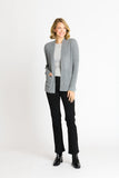 Waffle Stitch Cardigan Sweater with Pocket, Medium Grey Heather