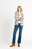 Wave Stripe J-Pocket Cardigan Sweater, Light Heather